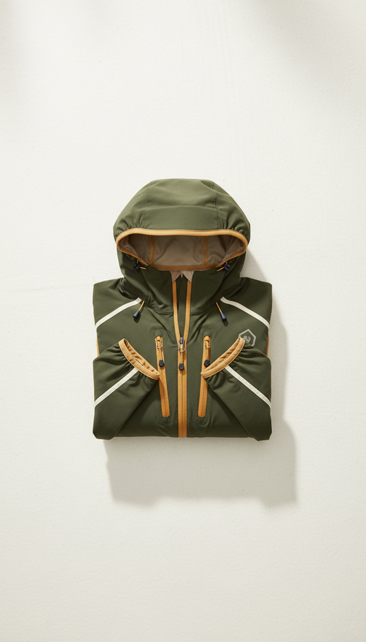 Performance trail running jacket with moisture-wicking shell